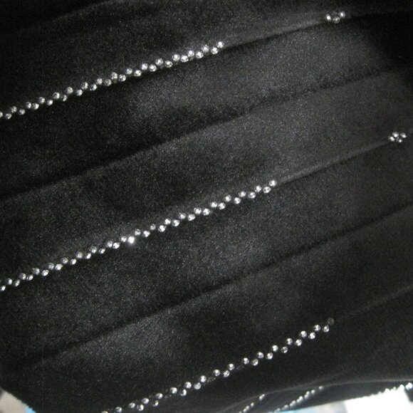 Ankle-Length Black Velvet Pleated Skirt with Rhinestones - Picture 3 of 7